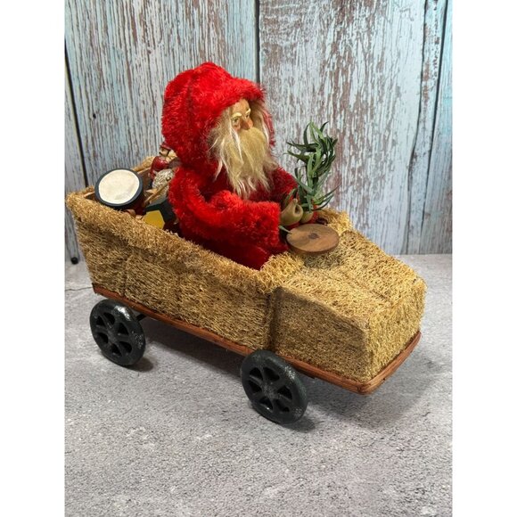 Bethany Lowe German Santa Claus In Loofah Wagon With Toys Tag Missing - Picture 1 of 7